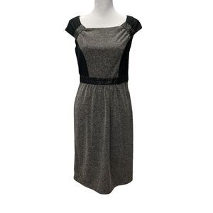 Signature by Sangria Women's Dress Sz 8 Black Gray Career Cap sleeve‎ Tweed Fall